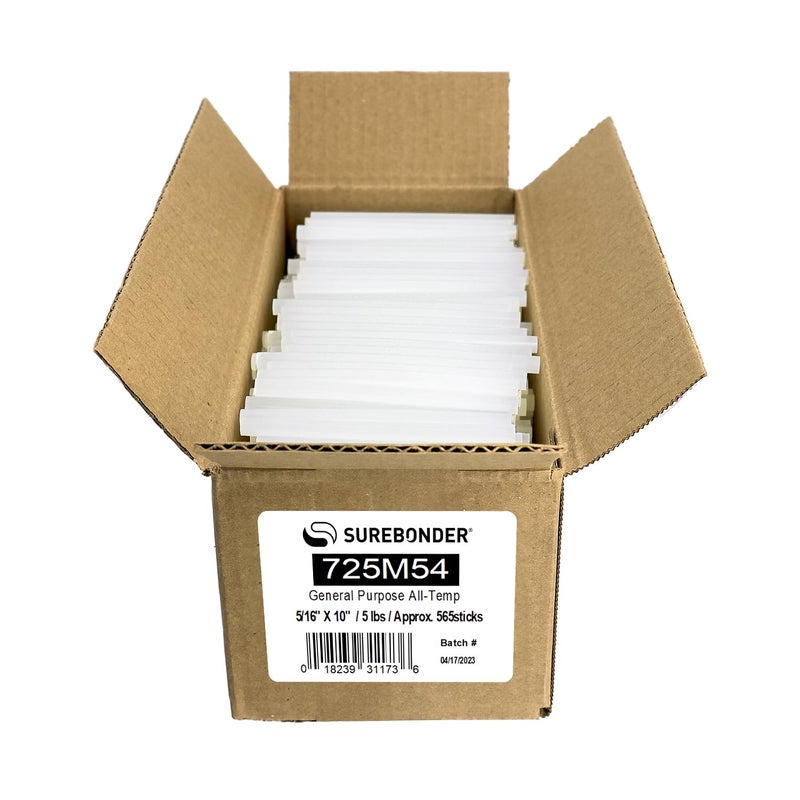 Surebonder Mini Size Clear Dual Temp Hot Glue Sticks â€“ 5 lb Box, Perfect for Crafts, DIY, & All-Purpose Use, Approximately 565 Mini Glue Sticks - Image 1